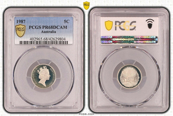 1987 Proof Five Cent 5c Australia PCGS PR68DCAM FDC UNC #1716
