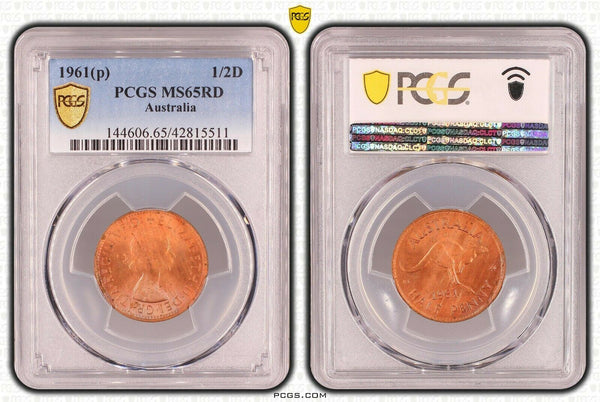 1961 (p) Half Penny 1/2d Australia PCGS MS65RD GEM UNC  #1721