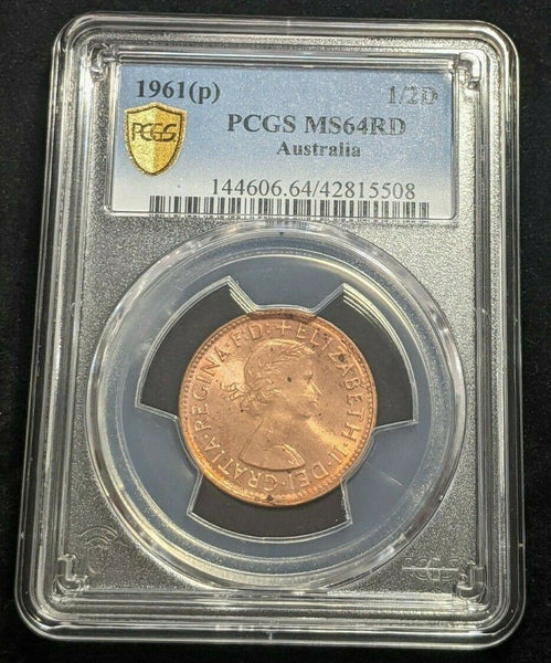 1961 (p) Half Penny 1/2d Australia PCGS MS64RD GEM UNC  #1729