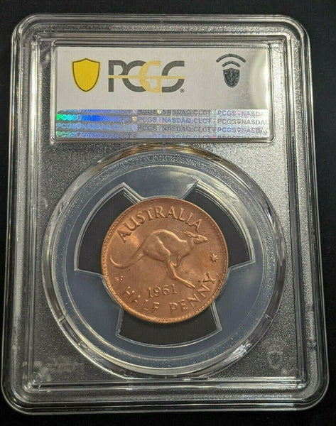 1961 (p) Half Penny 1/2d Australia PCGS MS64RD GEM UNC  #1729