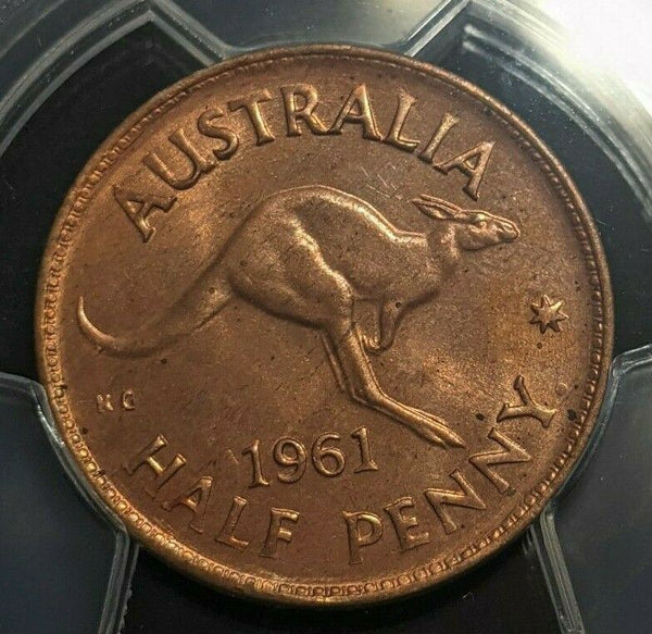 1961 (p) Half Penny 1/2d Australia PCGS MS64RD GEM UNC  #1729