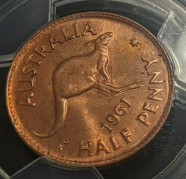 1961 (p) Half Penny 1/2d Australia PCGS MS64RD GEM UNC  #1729