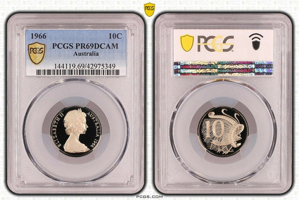 1966 Proof Ten Cent 10c Australia PCGS PR69DCAM FDC UNC #1698