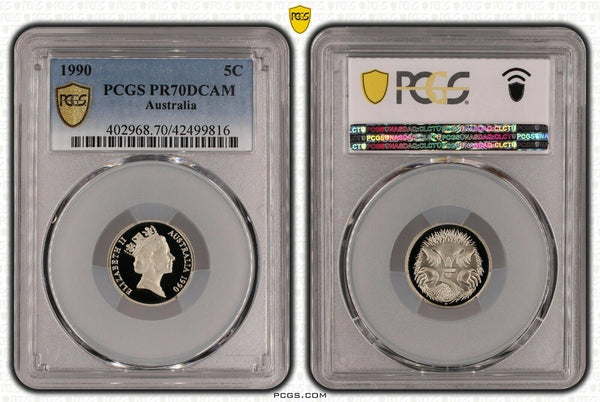 1990 Proof Five Cent 5c Australia PCGS PR70DCAM FDC UNC #1699