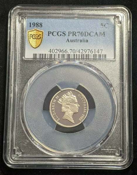 1988 Proof Five Cent 5c Australia PCGS PR70DCAM FDC UNC #1700