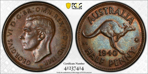 1940 Half Penny 1/2d Australia PCGS Tooled-AU Detail #1703