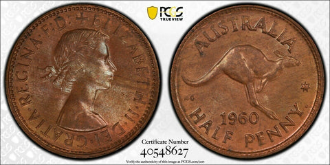 1960 (p) Half Penny 1/2d Australia PCGS MS64BN GEM UNC  #1708