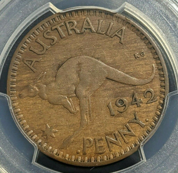 1942 (b) Penny 1d Australia Without I PCGS XF45 EF  #1767