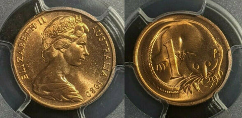 1980 One Cent 1c Australia PCGS MS65RD GEM UNC #1798