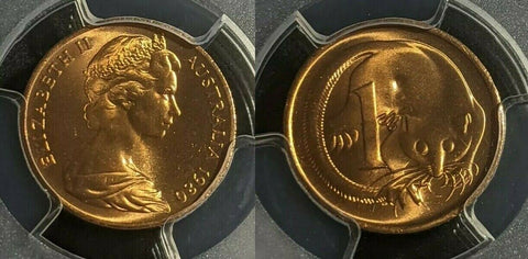 1980 One Cent 1c Australia PCGS MS65RD GEM UNC #1799