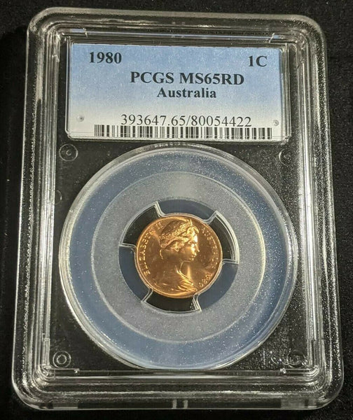 1980 One Cent 1c Australia PCGS MS65RD GEM UNC #1800
