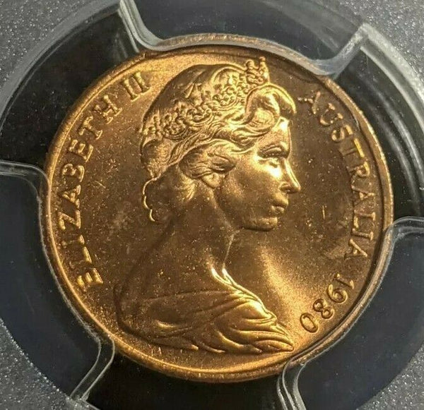 1980 One Cent 1c Australia PCGS MS65RD GEM UNC #1800