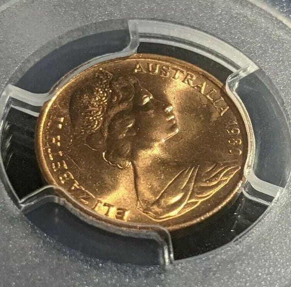 1980 One Cent 1c Australia PCGS MS65RD GEM UNC #1800