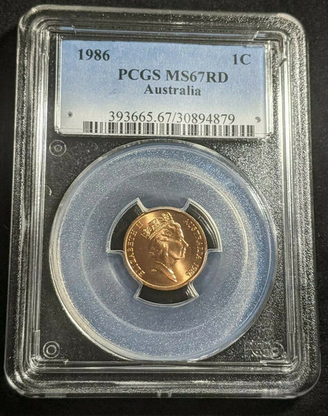 1986 One Cent 1c Australia PCGS MS67RD FDC UNC #1801