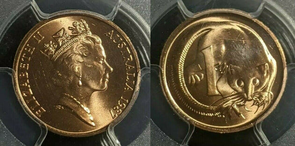 1987 One Cent 1c Australia PCGS MS65RD GEM UNC #1802