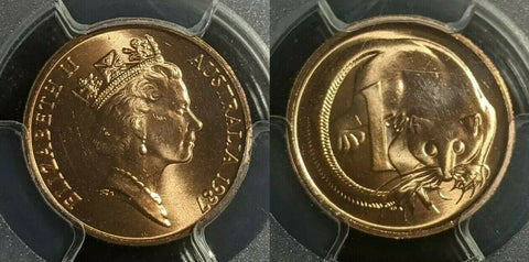 1987 One Cent 1c Australia PCGS MS65RD GEM UNC #1802