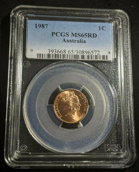 1987 One Cent 1c Australia PCGS MS65RD GEM UNC #1802