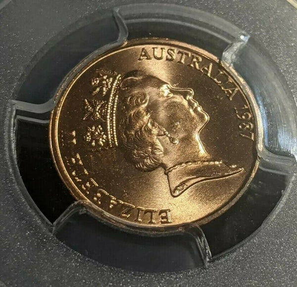 1987 One Cent 1c Australia PCGS MS65RD GEM UNC #1802