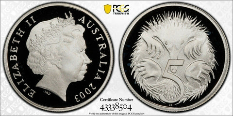 2003 Proof Silver Five Cent 5c Australia PCGS PR69DCAM FDC UNC #1830