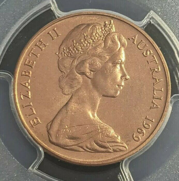 1969 Two Cent 2c Australia PCGS MS64RD GEM UNC #1803