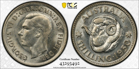 1950 M Shilling 1/- Australia PCGS MS63 CHOICE UNC #1809