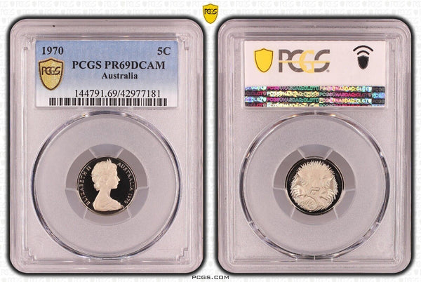 1970 Proof Five Cent 5c Australia PCGS PR69DCAM FDC UNC #1840