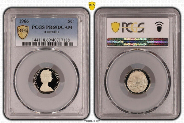 1966 Proof Five Cent 5c Australia PCGS PR69DCAM FDC UNC #1839