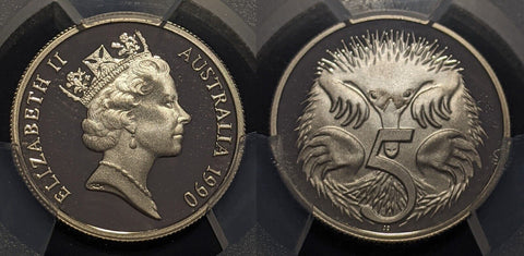 1990 Proof Five Cent 5c Australia PCGS PR70DCAM FDC UNC #1848