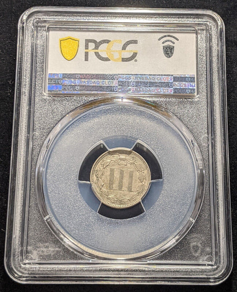 USA 1870 Three Cents 3c PCGS AU53 EF KM# 95   #1861