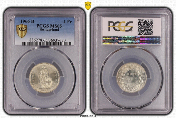 Switzerland 1966 B 1 Franc PCGS MS65 GEM UNC KM# 24 #1865