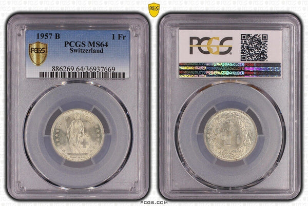 Switzerland 1957 B 1 Franc PCGS MS64 GEM UNC KM# 24 #1866