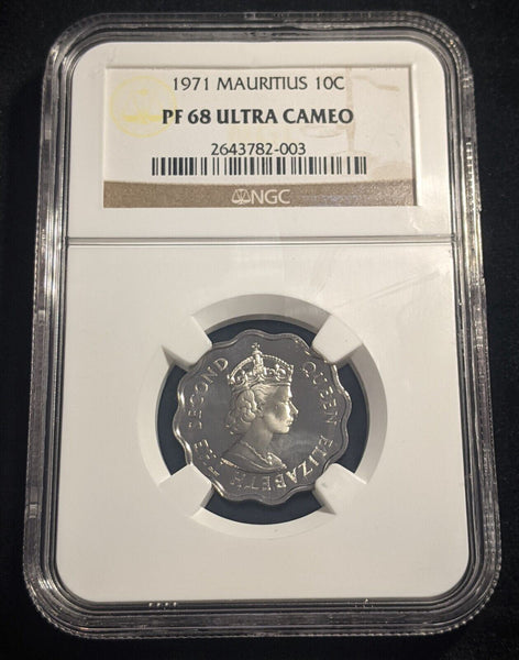Mauritius Proof 1971 Ten Cents NGC PF68UC FDC UNC KM#33 #1880