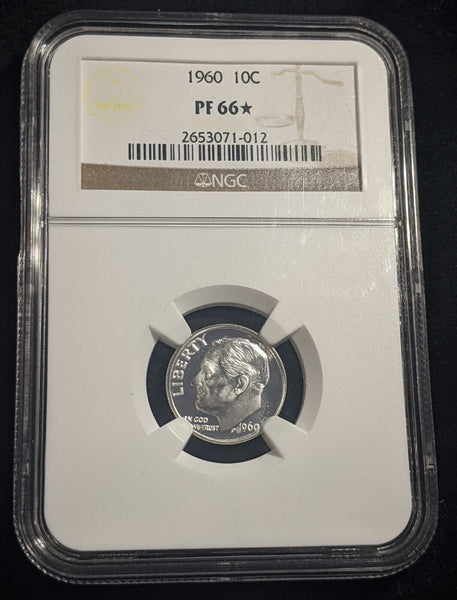 USA 1960 Proof Ten Cent Dime 10c NGC PF66* Star GEM UNC KM# 195 #1886