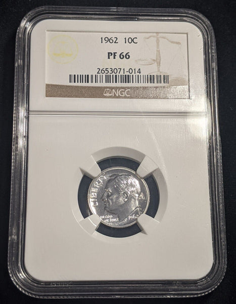 USA 1962 Proof Ten Cent Dime 10c NGC PF66 GEM UNC KM# 195 #1888