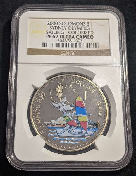 Solomon Islands 2000 Sydney Olympics Sailing Colored NGC PF67 UCAM KM# 66