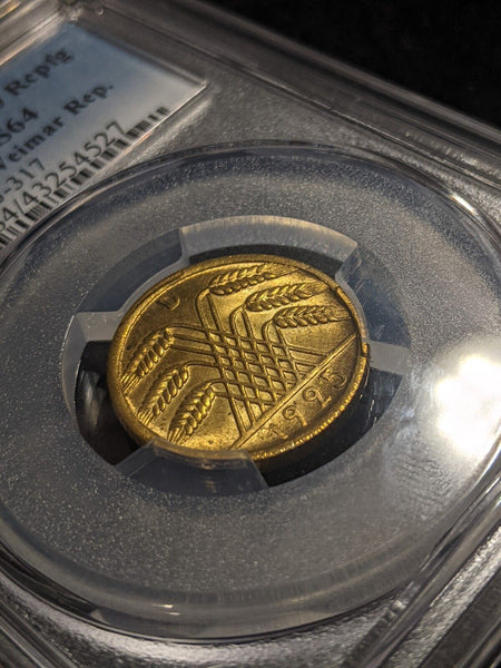 Germany Weimar Republic 1925 D 10 Reichspfennig PCGS MS64 GEM UNC KM# 40 J-317