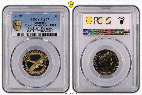 2019 One Dollar $1 The Great Air Race - Blackburn Kangaroo PCGS MS67 GEM UNC