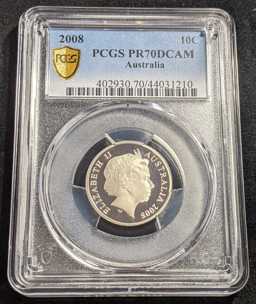 2008 Proof Ten Cent 10c Australia PCGS PR70DCAM FDC UNC #1943