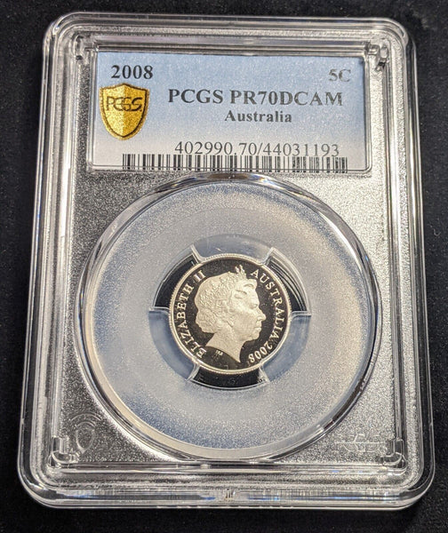 2008 Proof Five Cent 5c Australia PCGS PR70DCAM FDC UNC #1954