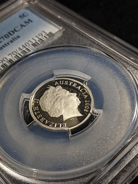 2008 Proof Five Cent 5c Australia PCGS PR70DCAM FDC UNC #1954