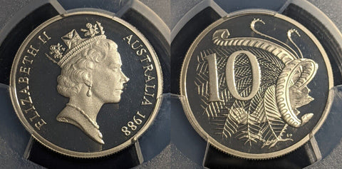 1988 Proof Ten Cent 10c Australia PCGS PR69DCAM FDC UNC #1995