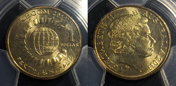 2011 One Dollar $1 CHOGM Australia PCGS MS65 GEM UNC #2002
