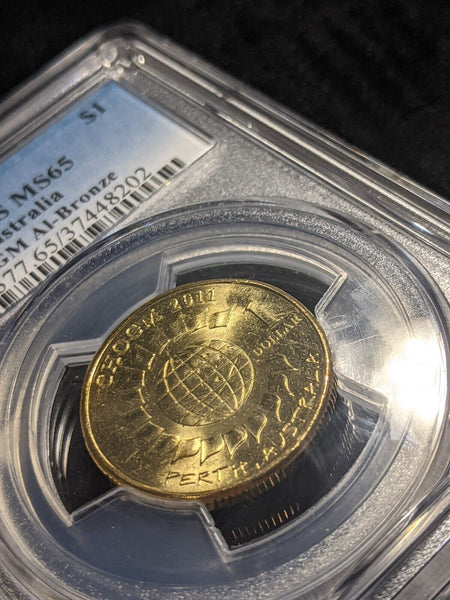2011 One Dollar $1 CHOGM Australia PCGS MS65 GEM UNC #2002