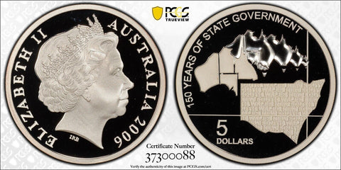 2006 Proof Silver Five Dollar $5 NSW 150 Years State Government PCGS PR69DCAM