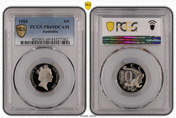 1985 Proof Ten Cent 10c Australia PCGS PR69DCAM FDC UNC #2053