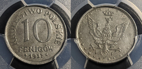 Poland 1917 F 10 Fenigow Legend far from Rim PCGS AU58 aUNC Y# 6 #1983