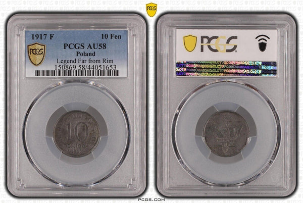 Poland 1917 F 10 Fenigow Legend far from Rim PCGS AU58 aUNC Y# 6 #1983