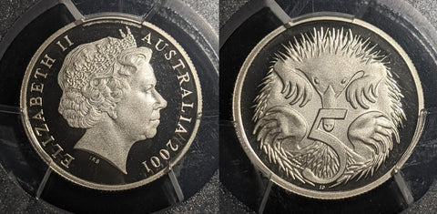 2001 Proof Five Cent 5c Australia PCGS PR70DCAM FDC UNC #2082