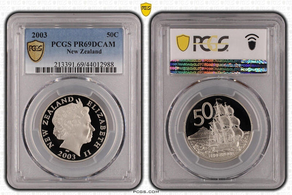 New Zealand 2003 Proof Fifty Cent 50c PCGS PR69DCAM FDC UNC POP 1/0 #2080