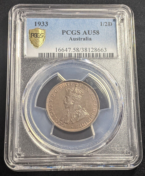 1933 Half Penny 1/2d Australia PCGS AU58 aUNC #2108